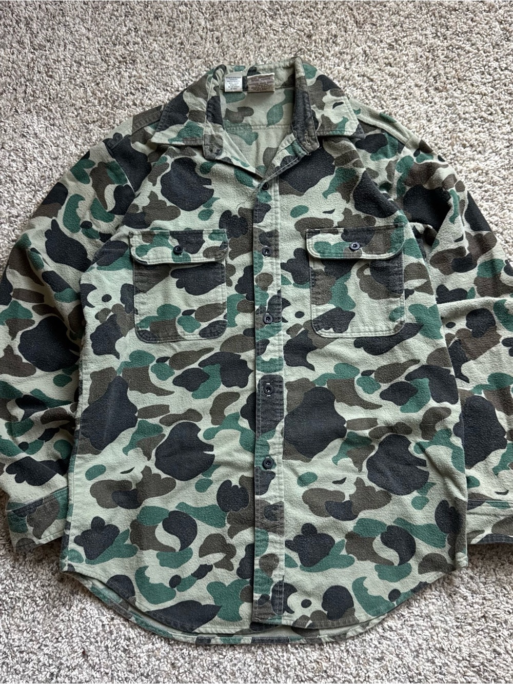 Vintage Prentiss Outdoors Camo Flannel Shirt Mens Hunting Duck Camo USA Made 90s